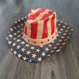 NWOT Goldcoast Sunwear Cowboy Hat Festival Cowgirl Country Straw Hat Stars and S